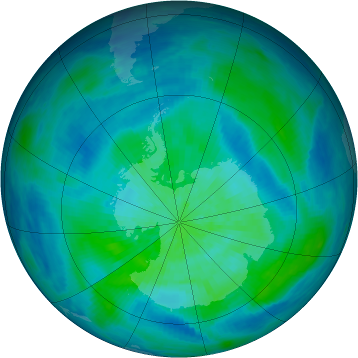 Antarctic ozone map for 17 March 1993